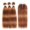 lumiere color #30 Straight Hair 3 Bundles With Closure 4x4 pre Colored 100% virgin human hair