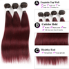 lumiere 1B/99J Ombre Straight Hair 4 Bundles With 4x4 Lace Closure Pre Colored human hair