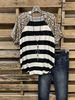 Fashionlinna Hot Sale Black Short Sleeve Cotton-Blend Leopard Tops