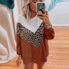 Casual Leopard Patchwork Knitted Jumpers Long Sleeve Pullovers Sweaters