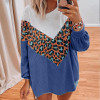 Casual Leopard Patchwork Knitted Jumpers Long Sleeve Pullovers Sweaters