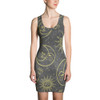 Sun and Moon Print Grey Vintage Dress