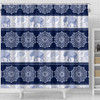 Mandala Elephant Flower Navy Fabric Shower Curtain Bathroom Curtains