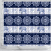 Mandala Elephant Flower Navy Fabric Shower Curtain Bathroom Curtains