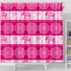 Mandala Elephant Flower Pink Fabric Shower Curtain Bathroom Curtains