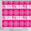 Mandala Elephant Flower Pink Fabric Shower Curtain Bathroom Curtains