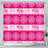 Mandala Elephant Flower Pink Fabric Shower Curtain Bathroom Curtains