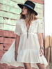 Deep V-neck Ruffled See-through Cover-up Swimwear