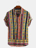Mens Ethnic Style Pattern Printed Summer Loose Casual Shirts