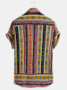 Mens Ethnic Style Pattern Printed Summer Loose Casual Shirts