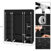 Durable 69'' Fabric Canvas Wardrobe With Hanging Rail Shelving Clothes Cupboard