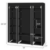 Durable 69'' Fabric Canvas Wardrobe With Hanging Rail Shelving Clothes Cupboard