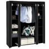 Durable 69'' Fabric Canvas Wardrobe With Hanging Rail Shelving Clothes Cupboard