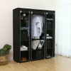 Durable 69'' Fabric Canvas Wardrobe With Hanging Rail Shelving Clothes Cupboard