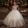 New Flower Girl Dresses Beading Sash Ball Gowns Lace Appliques Floor Length Flower Girls Princess Elegant Wedding Pageant Dresse