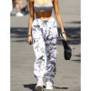 Tie Dye Gray Camo Harem High Waist Sweatpants