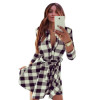 Women Long Sleeve Short Dress 3/4 Sleeve Shirt Plaid & Checked Dress Women Long Sleeve Short Dress 3/4 Sleeve Shirt Plaid & Checked Dress