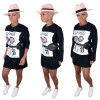 Print Long Sleeve T Shirt Dress