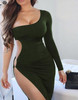 High Split One Shoulder Asymmetry Hollow Out Party Bodycon Dress