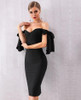 Black Off Shoulder Slash Neck Bandage Bodycon Dress