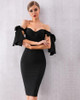 Black Off Shoulder Slash Neck Bandage Bodycon Dress
