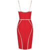 Women Metallic Striped Red Bandage Bodycon Club Party Dress