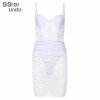 Women See Through Mesh Sleeveless Strapless Bodycon Dress