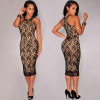 Women's Sleeveless O-Neck Lace Bodycon Dress