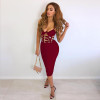 Nightclub Black V Neck Bandage Bodycon Dress