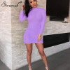 Simenual Sexy Hairy Bodycon Dress Women Autumn 2019 Fashion Dresses Party Long Sleeve Clubwear Furry Solid Basic Mini Dress Slim