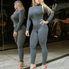 Women Stretchy Long Sleeve  Workout Jumpsuit