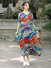 Irregular Split-Joint Floral Printing Maxi Dress