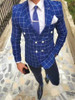Men's Royal Blue Double Breasted Suit Up To 6XL