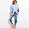 Laurel Blue Bow Sleeve Blouse