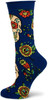 Unisex Navy Sugar Skull Sock, One Size