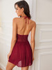 Contrast Lace Halter Dress With Thong