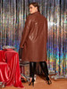 Plus Notch Collar Double Breasted Faux Leather Coat