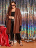 Plus Notch Collar Double Breasted Faux Leather Coat