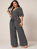 Plus Polka Dot Belted Jumpsuit