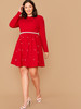 Plus Solid Pearls Beaded Dress
