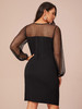 Plus Dobby Mesh Yoke Ruched Detail Sweetheart Dress