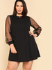  Plus Pearl Beading Mesh Sleeve Dress