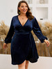 Plus Velvet Tie Side Wrap Dress