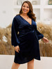 Plus Velvet Tie Side Wrap Dress
