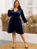 Plus Velvet Tie Side Wrap Dress