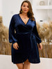Plus Velvet Tie Side Wrap Dress