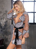 Color-block Belted Wrap Sequin Dress
