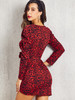 SBetro Leopard Print Gigot Sleeve Belted Dress
