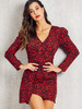 SBetro Leopard Print Gigot Sleeve Belted Dress