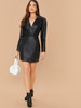 Notched Collar Faux Leather Dress